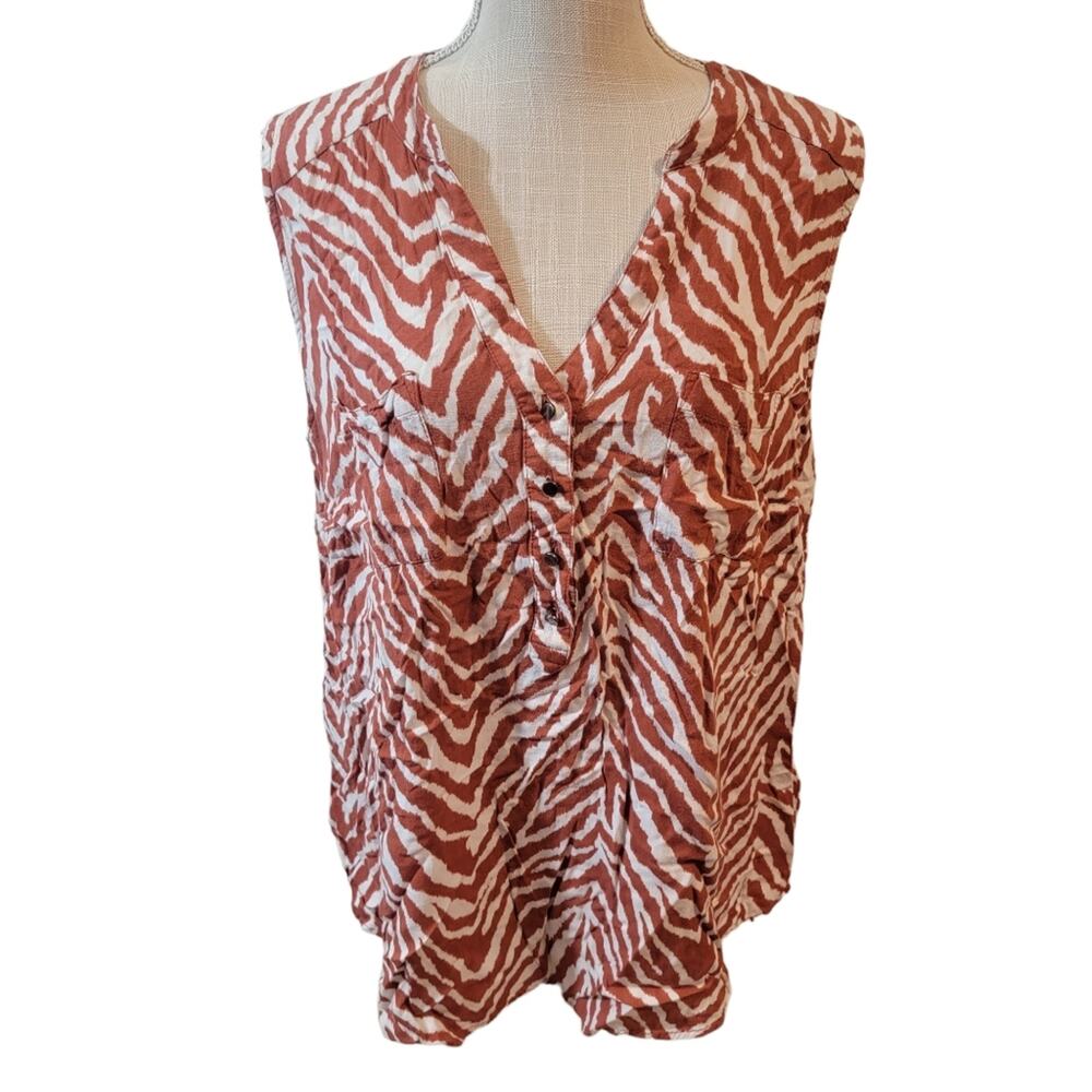 Torrid Rust/White Zebra Stripe Harper Rayon Slub Pullover Sleeveless Top 2/2x